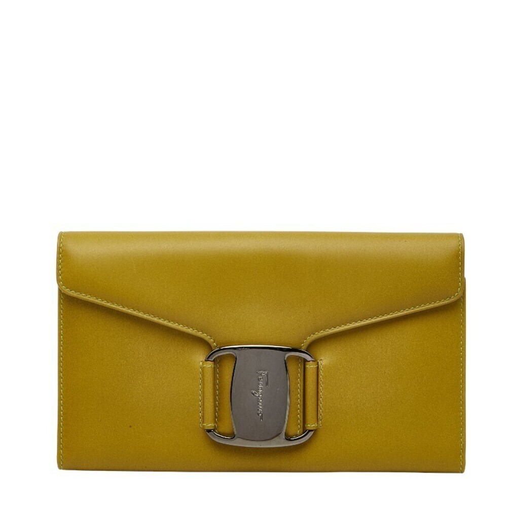 Salvatore Ferragamo Vara Long Wallet Green Leather